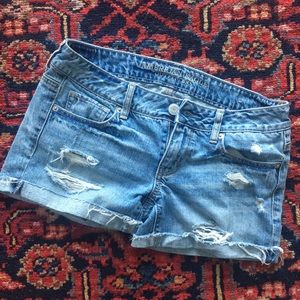 Ripped Light Wash Jean Shorts